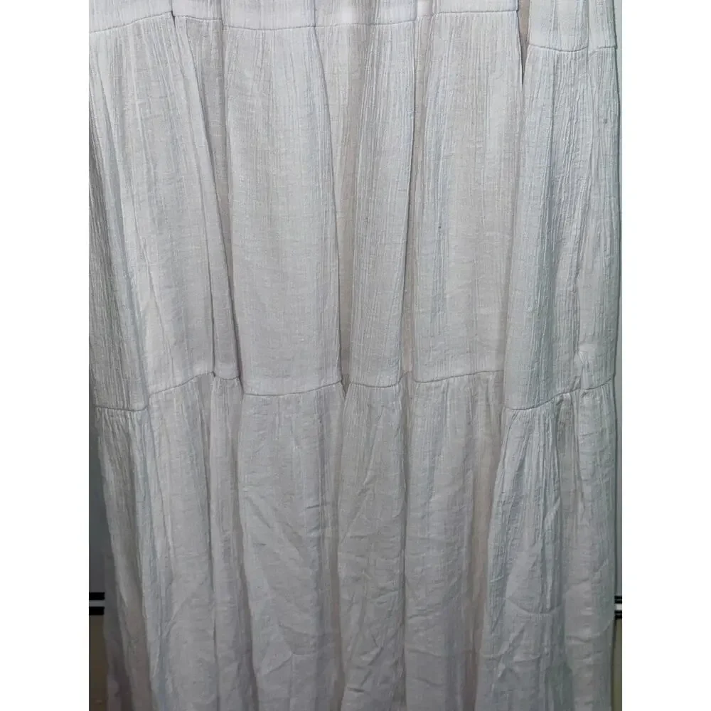 Abercrombie & Fitch White Smocked Tiered Sundress Maxi Dress Women Size L Petite